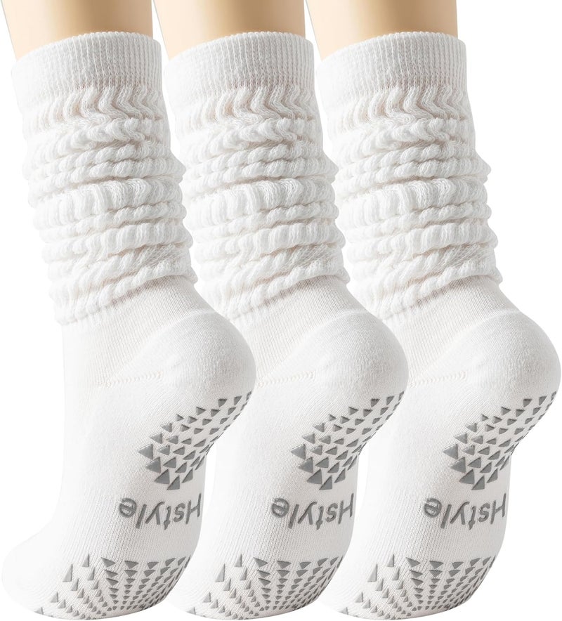 Hstyle Grip Pilates Socks for Women, Slouch Scrunch Yoga Barre Socks for Hospital Workout - Image 1